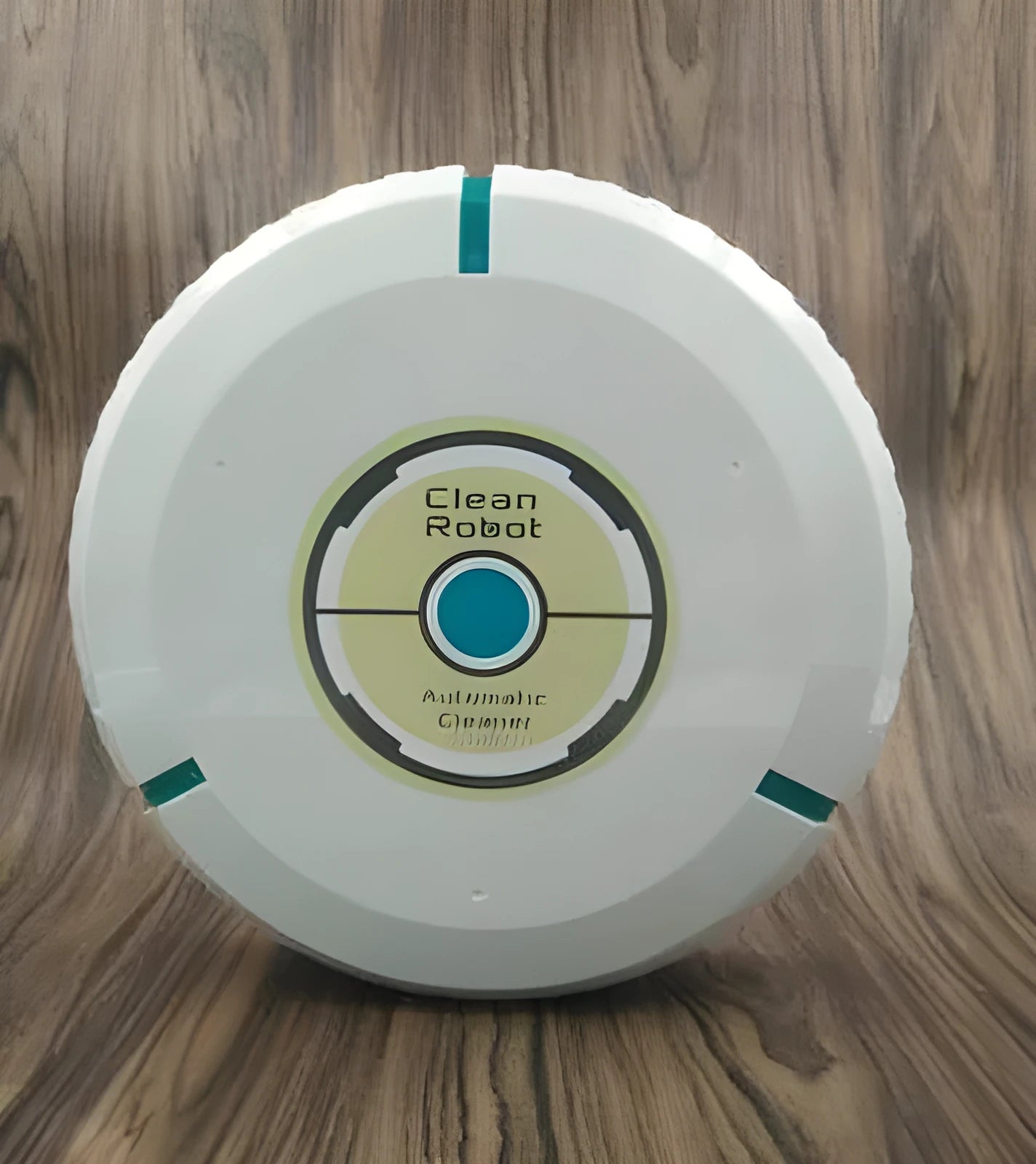 AC household automatic sweeping robot in black on a wooden floor.