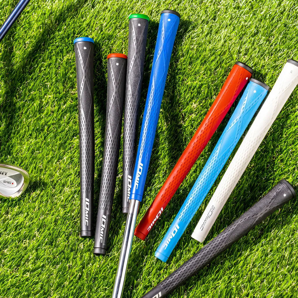 TPE material golf club grip in various colour options on a club shaft.