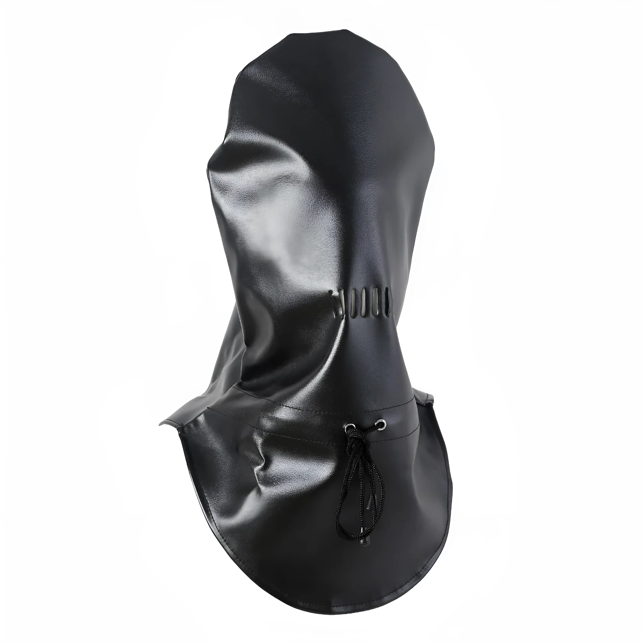 Black PU leather breathable mask with adjustable headgear for training and intimate scenarios