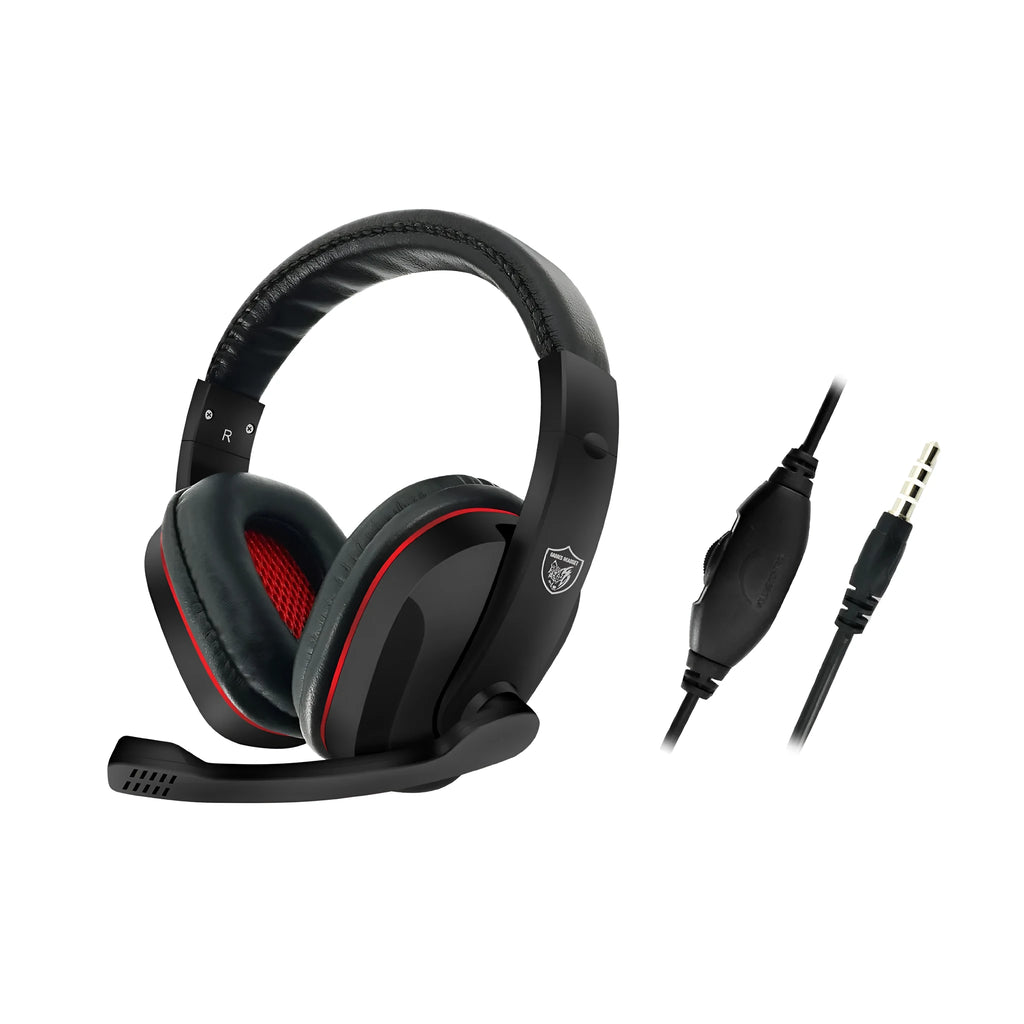 Black wired gaming headset with 40mm speakers and a 6.3mm straight plug on a 1.2m cable.