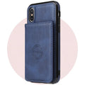 Imitation leather card wallet phone case for iPhone 11 in various colours showing business-style solid design.