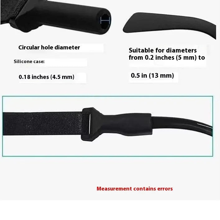 Black adjustable glasses cord with silicone earpiece attachments and fibre rope