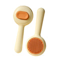 Green and yellow stainless steel cat grooming brushes with non-slip handles