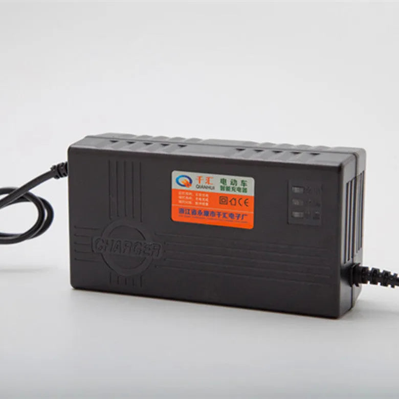 72V20AH electric car charger with compact 165mm black housing and AU/EU/US plug options