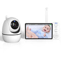 HD wireless baby monitor white with 5.0-inch 720p LCD screen, cry detection, and 3500mAh battery