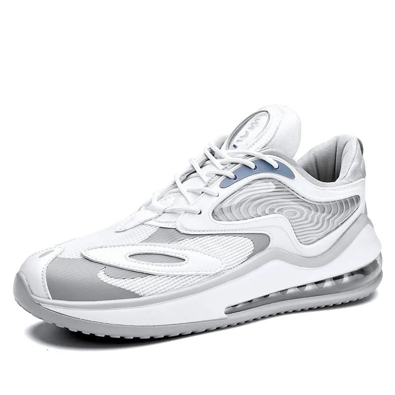 Men's summer air cushion shoes in Space Black with height-increasing design and rubber sole