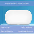 White portable UV steriliser box with wireless charging for phones and toothbrushes