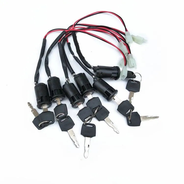Waterproof electric car door lock with plastic construction and electrical connections