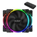 Three black 12cm RGB computer case fans with hydraulic bearings for system cooling
