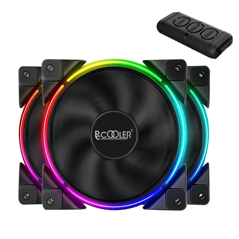 Three black 12cm RGB computer case fans with hydraulic bearings for system cooling