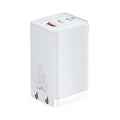 White 12V multi-port direct charger for lithium batteries with USB and Type-C interfaces, side view
