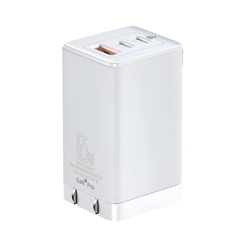 White 12V multi-port direct charger for lithium batteries with USB and Type-C interfaces, side view