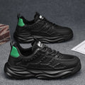 Men's white and black breathable mesh trainers with round toe design shown in sizes 39-44