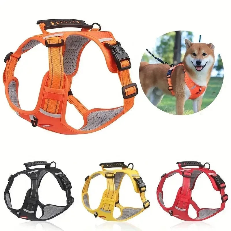 Polyester dog chest harness traction rope in multiple colours with adjustable sizing for secure canine control