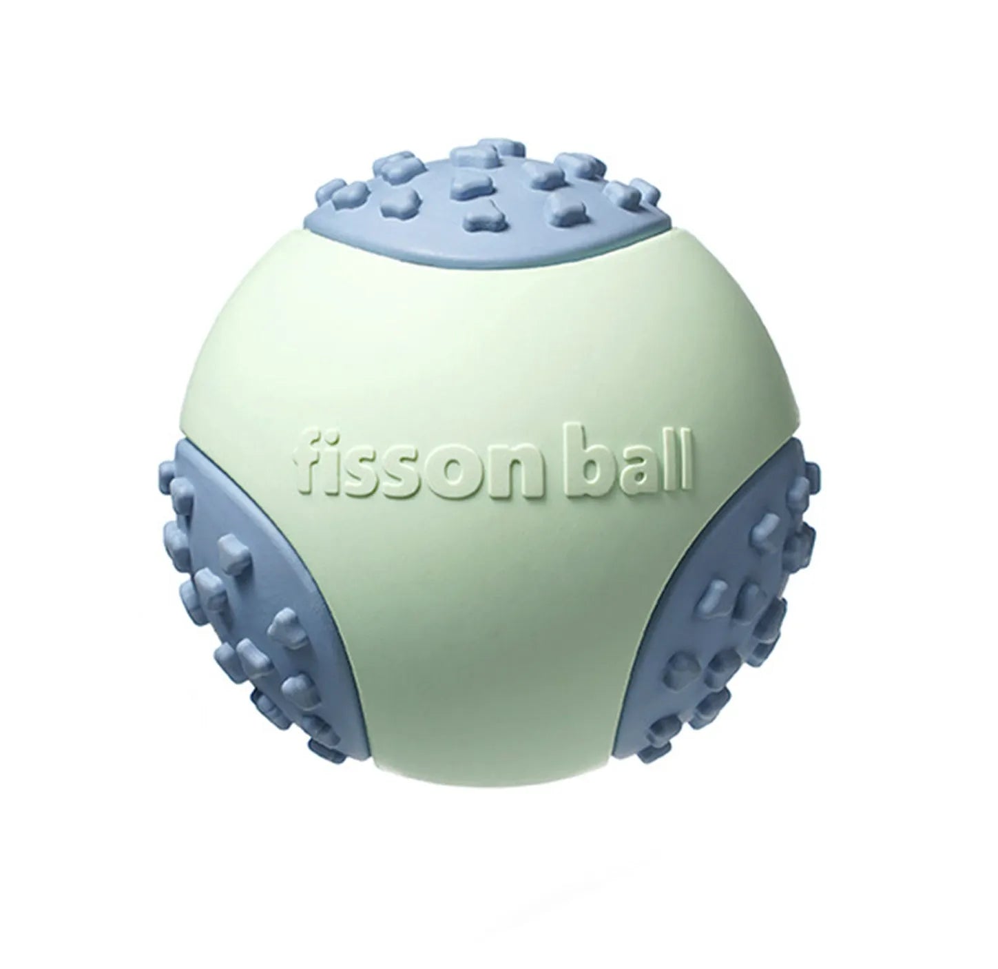 Green rolling ball dog toy with 64mm diameter for small and medium dogs
