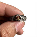 Grotto Buddha hand-forged copper ring with rock texture, UK size 8
