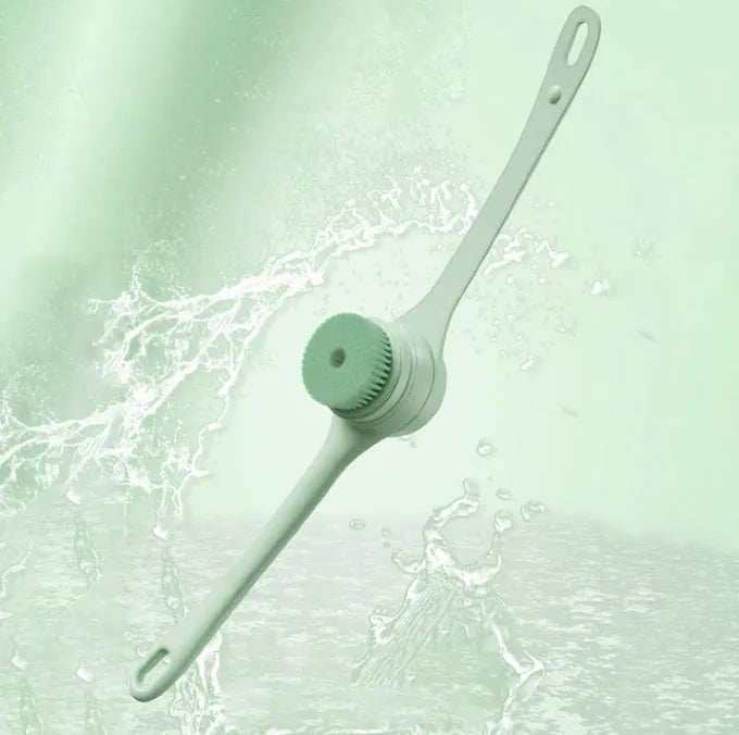 Green electric bath brush with dual handles for women, rechargeable 2000mAh