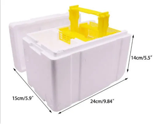 Three white EPS foam bee hive boxes for queen mating and breeding