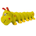Yellow caterpillar rubber squeaky dog toy 25.5x9cm for small medium dogs