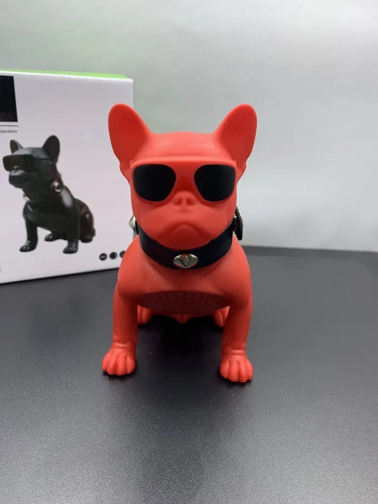 Mini full body bulldog Bluetooth speaker in black, red, or white colours with wireless connectivity