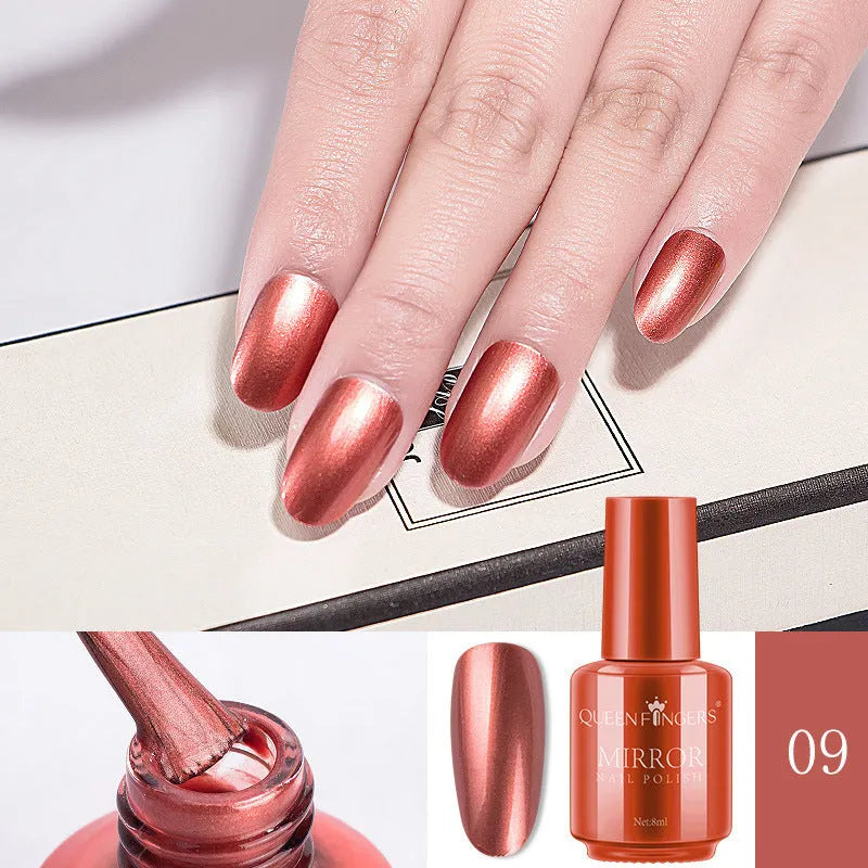 8ml mirror nail polish bottle in gold shade with high gloss finish