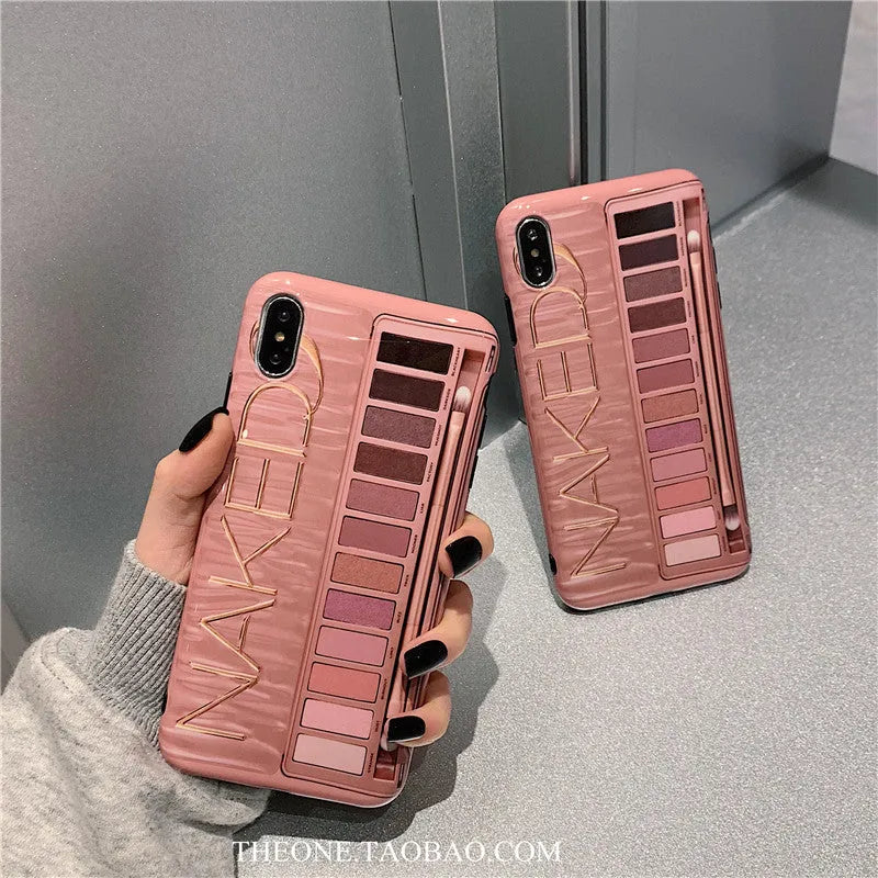 Silicone iPhone case with eye shadow colour blend design in flesh tone