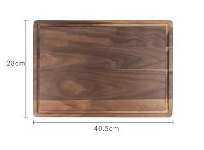 Black walnut wood cutting board double-sided design with groove for sauce, rectangular large size 40x28cm