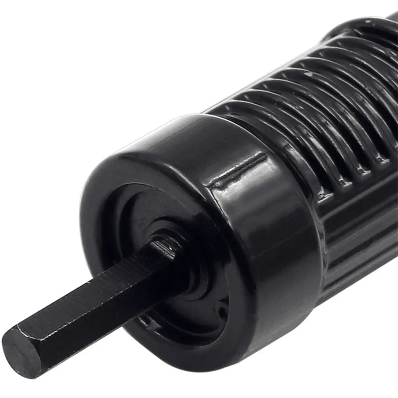 Black metal electric drill rivet gun attachment, 173mm long, with alloy steel head and wrench.
