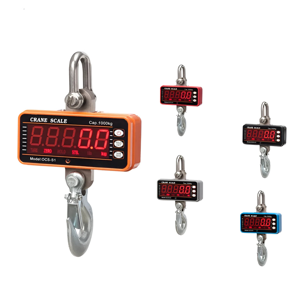 Orange electronic crane scale with digital display for 500kg loads
