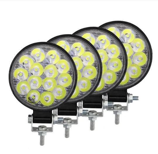 Small round white aluminium LED work light for vehicle mounting