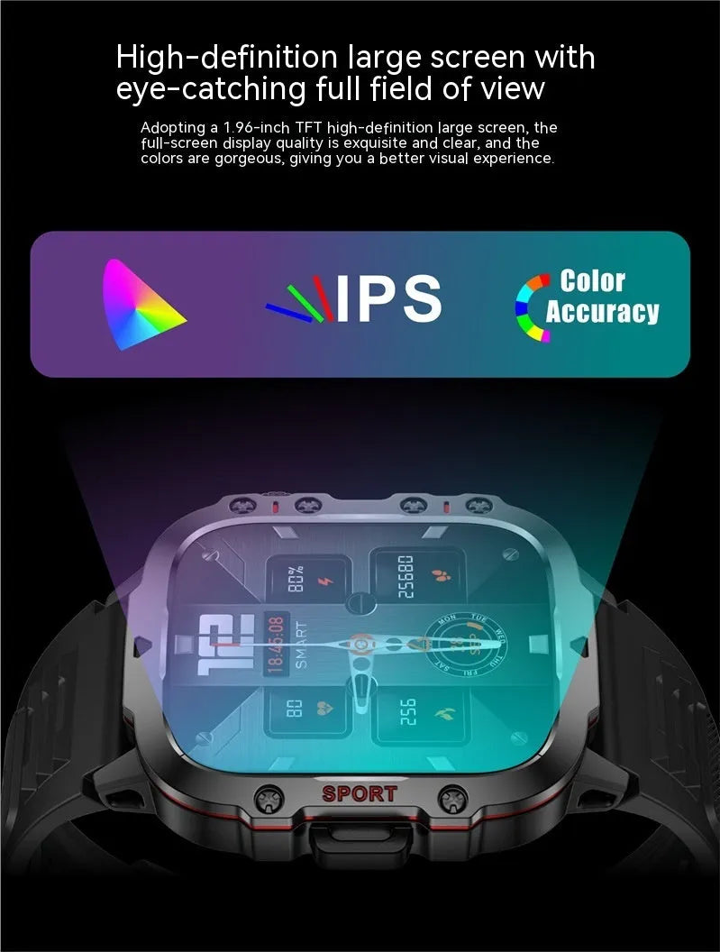 QX11 smartwatch with zinc alloy case showing TFT screen displaying heart rate and fitness data