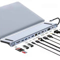 USB-C 7-in-1 aluminium expansion dock with HDMI port, USB ports, and card slots.