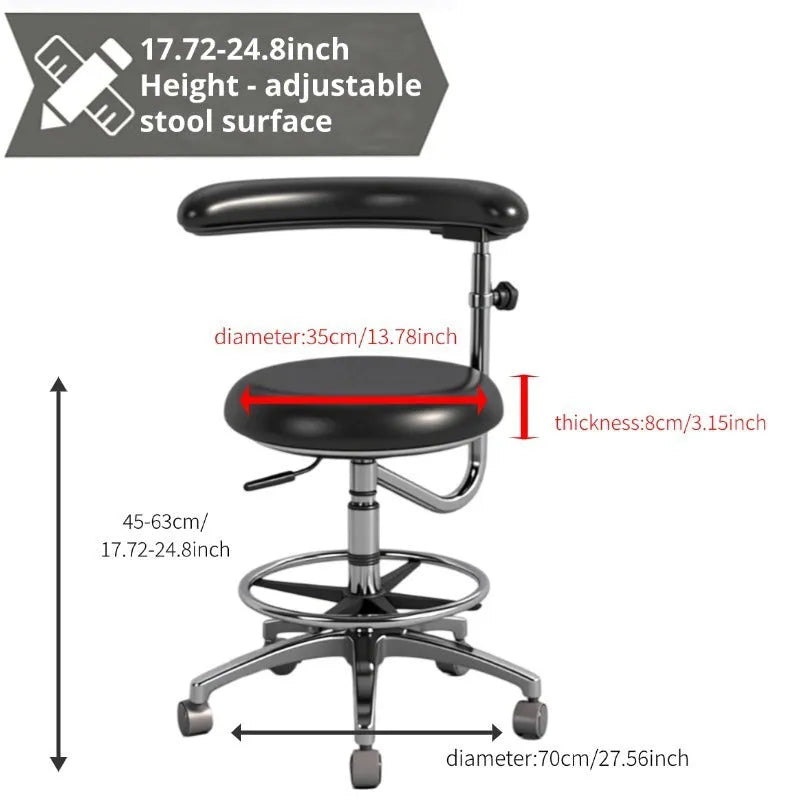 Black leather dental chair lift with hydraulic height adjustment for hospital use