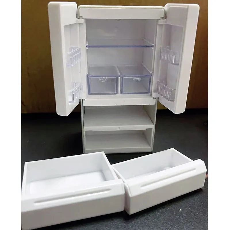 White plastic miniature candy toy model with light-up feature showing dimensions