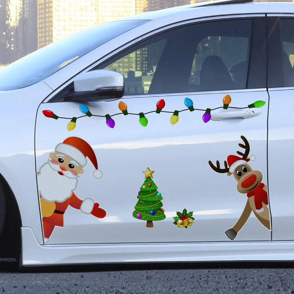 Christmas elk reflective magnetic car decoration sticker in cartoon design