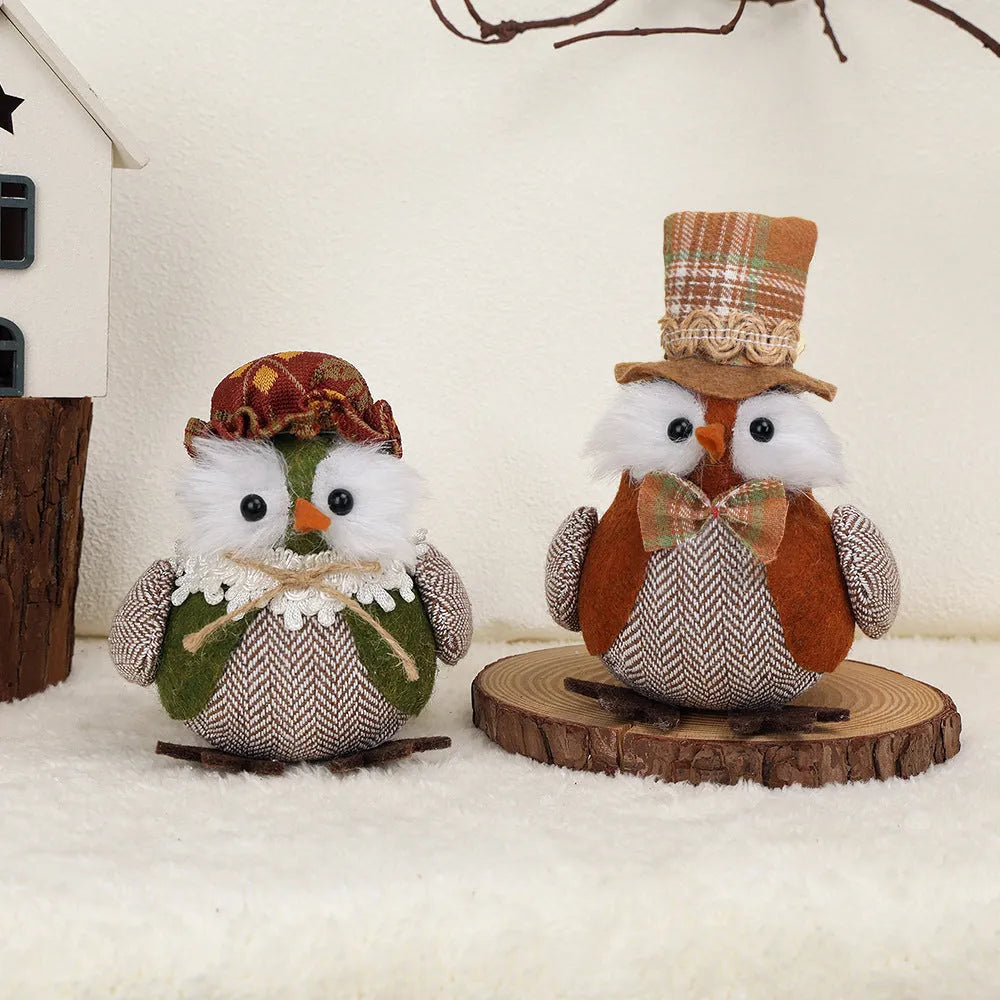 Thanksgiving owl harvest bird pendant ornament in green or orange colours
