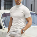 Men's plus size half-high collar sports t-shirt in cotton-polyester fabric blend