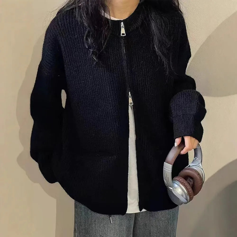 Soft wind sweater coat cardigan in viscose fibre fabric beige grey black khaki colours