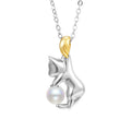 925 sterling silver clavicle chain necklace with cat charm pendant, electroplated finish