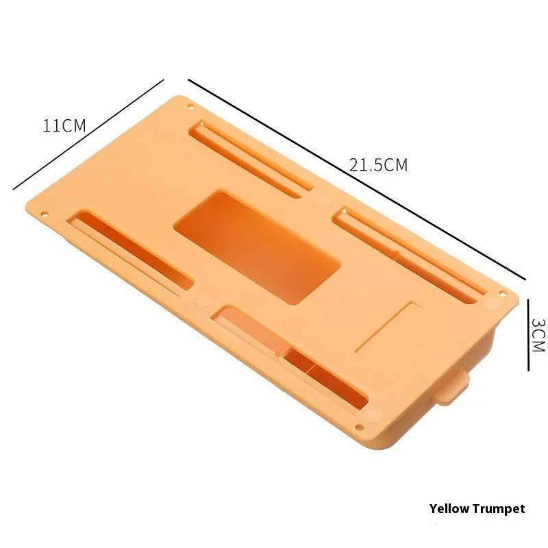 Adhesive under-table storage drawer with covered design and internal grid organisation compartments