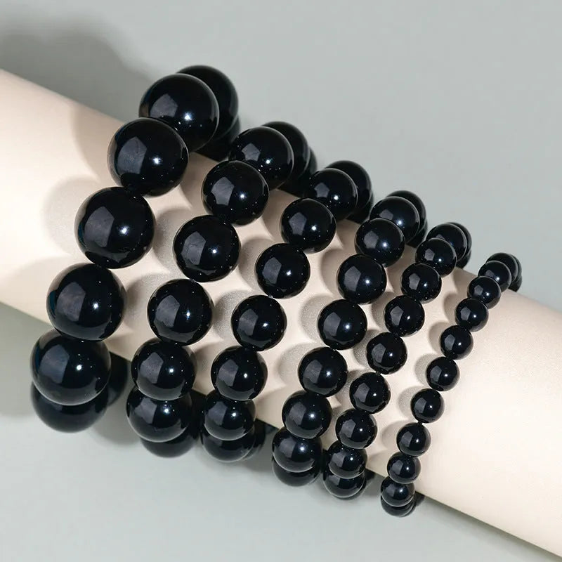 Hand-woven obsidian couple bracelet with natural stone beads in multiple colour options