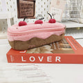 Cherry Cake plush design velvet pencil case with a zip closure.