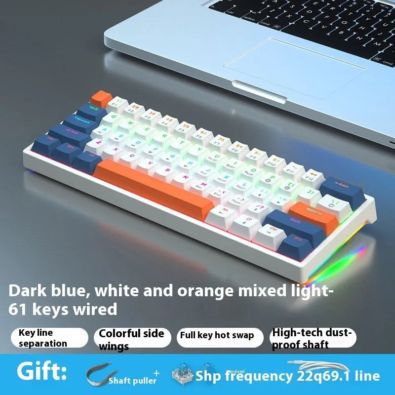 61-key compact mechanical keyboard with wired hot-plug design in multiple colour options