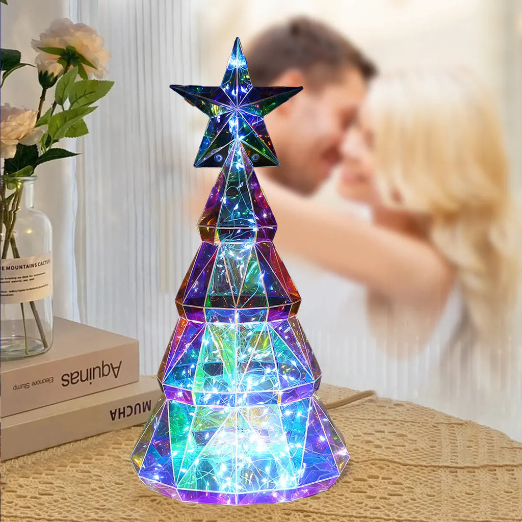 Colourful cartoon Christmas tree light decoration made of PET plastic.