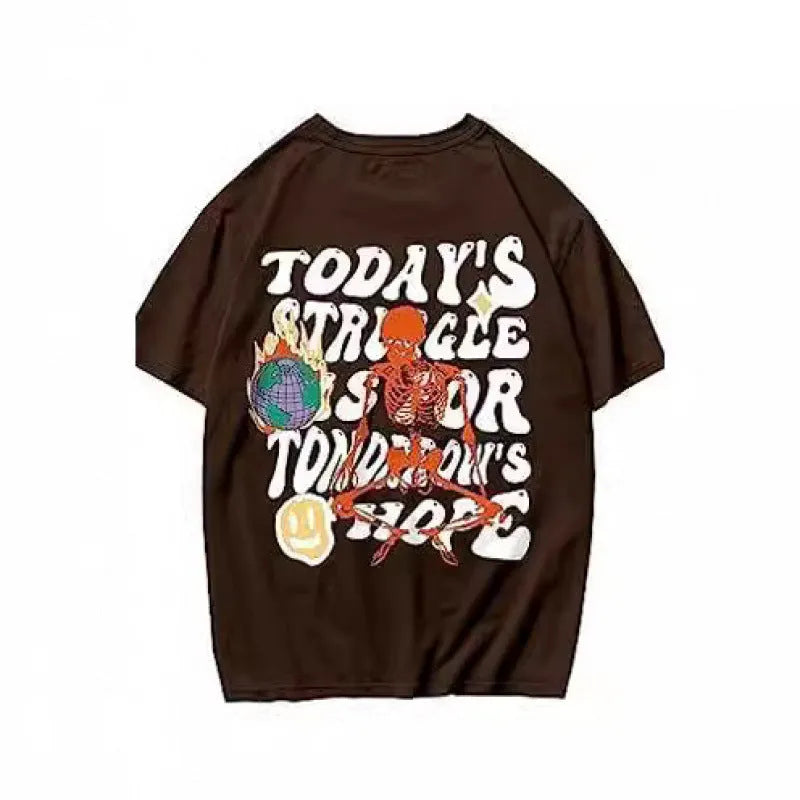 Printed men's street style short-sleeved sports t-shirt with digital pattern on polyester fabric