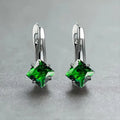 Women's copper earrings with inlaid zircon diamond design in blue, green and colour options