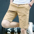 Men's thin cotton summer shorts in capri length with mid-waist and lace-up closure.