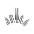 Three-piece alloy steel car dent repair tool set with hook and crowbar on a workshop bench.