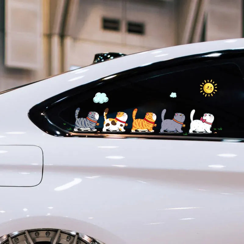 New Climbing Cats car sticker funny animal waterproof PVC decoration five cats walking L M S sizes