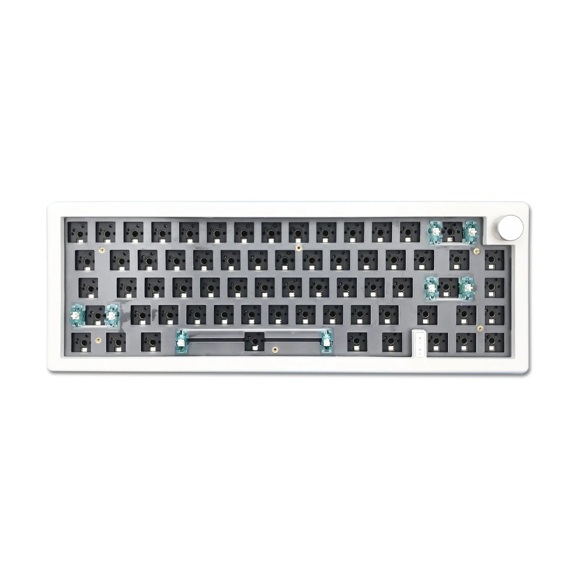 DIY mechanical keyboard kit with RGB lighting in black, white, blue, green, pink, purple, and red colour options
